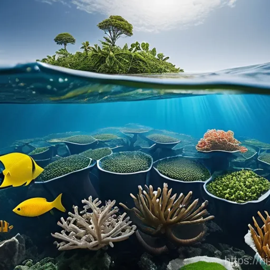 해양 식물과 초식동물 - The Hindi text describes the importance of marine plants and herbivores in maintaining the ocean's e...