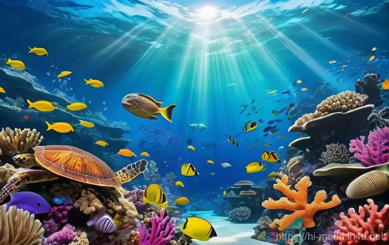 해양 생물군집 - **"A vibrant and enchanting underwater scene capturing the mystical beauty of deep-sea life. Focus o...