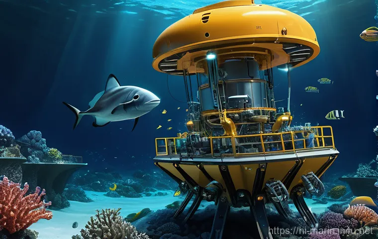 해양 탐사 기술 - **Prompt:** Inside a cutting-edge underwater research station, a team of diverse scientists, dressed...