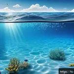 해양 대기화학 - A detailed scientific illustration of the complex gas exchange between the ocean and atmosphere, sho...